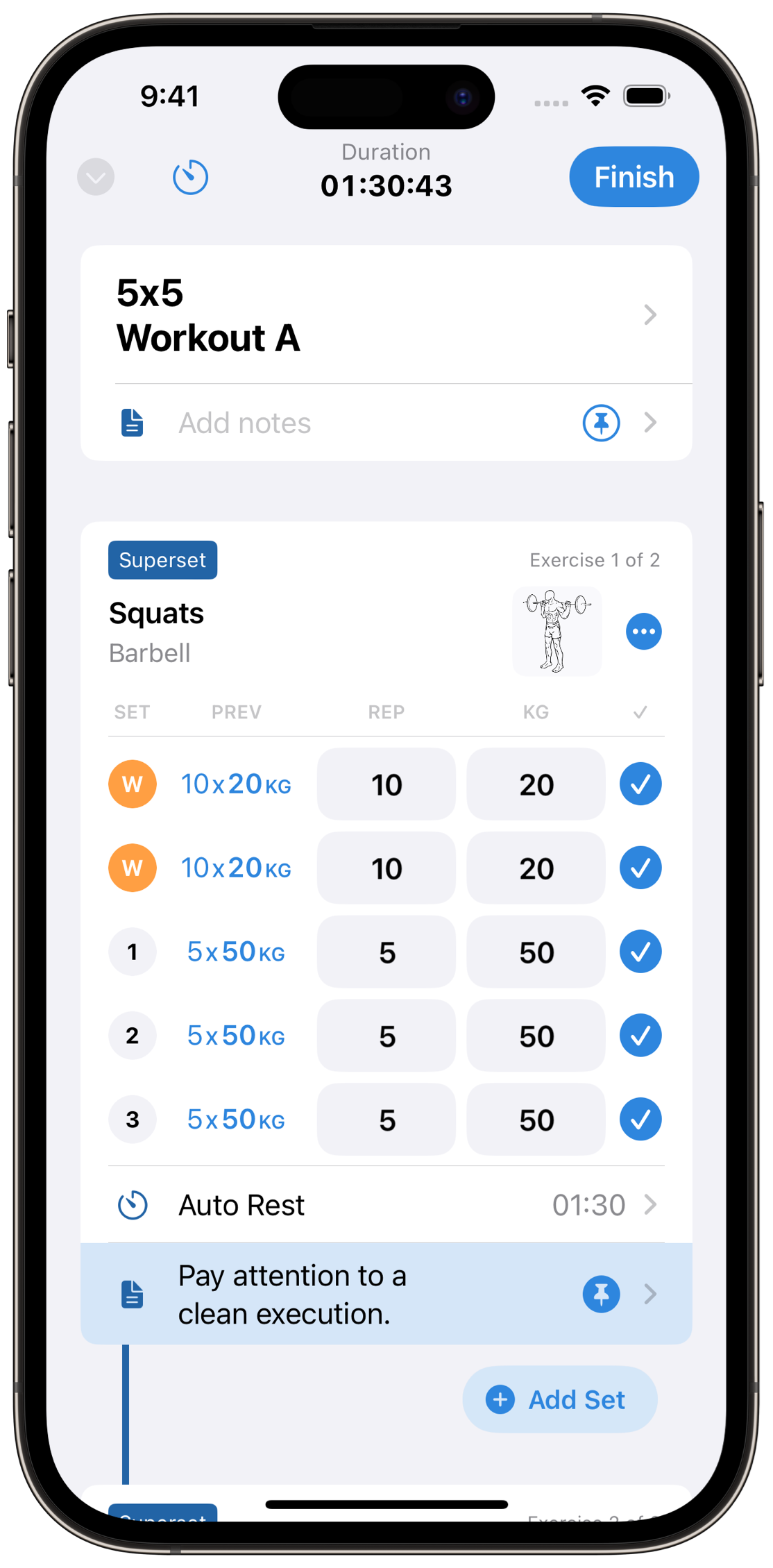 Liftlog+ Hero Screen on iOS